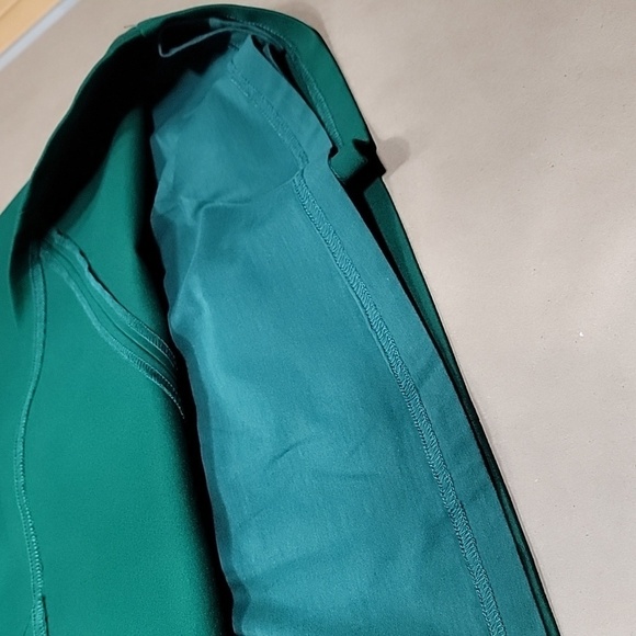 Chandi & Lia Size M Green Diagonal Ponte Fit & Flare Dress w/ Peek-a-boo Cutout - Picture 14 of 16